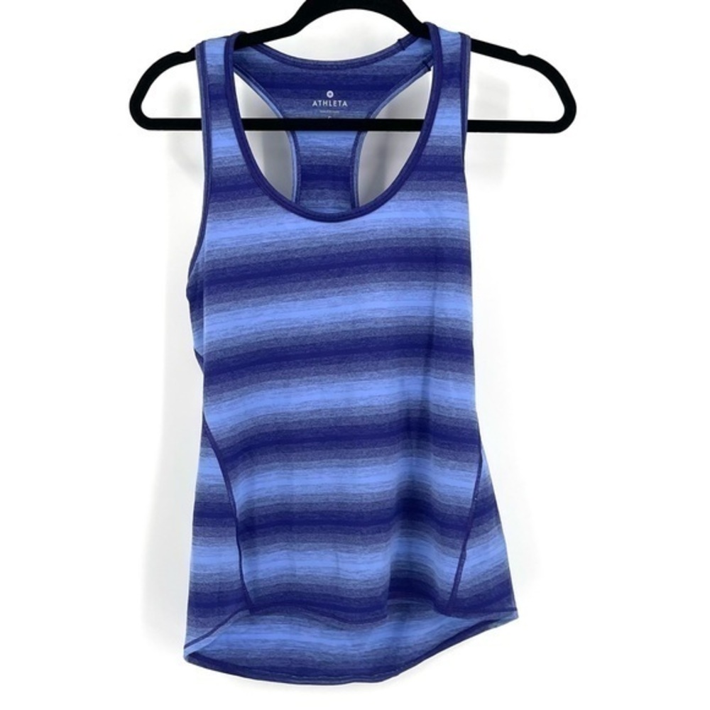 ATHLETA Size Small Blue Striped RacerBack Tank
